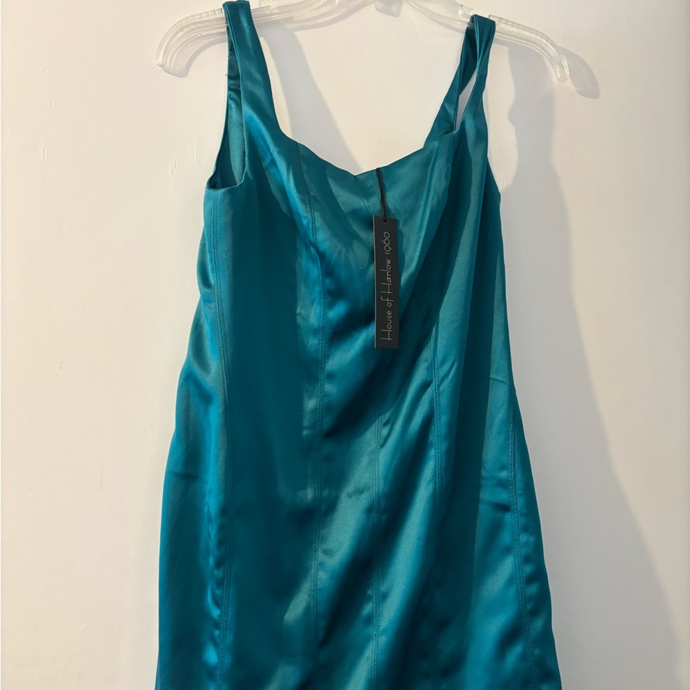 House of Harlow 1960 Turquoise Satin cocktail dress